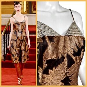 CREATURES OF THE WIND Runway Bronze Metallic Crystal Sheer Party Dress 4